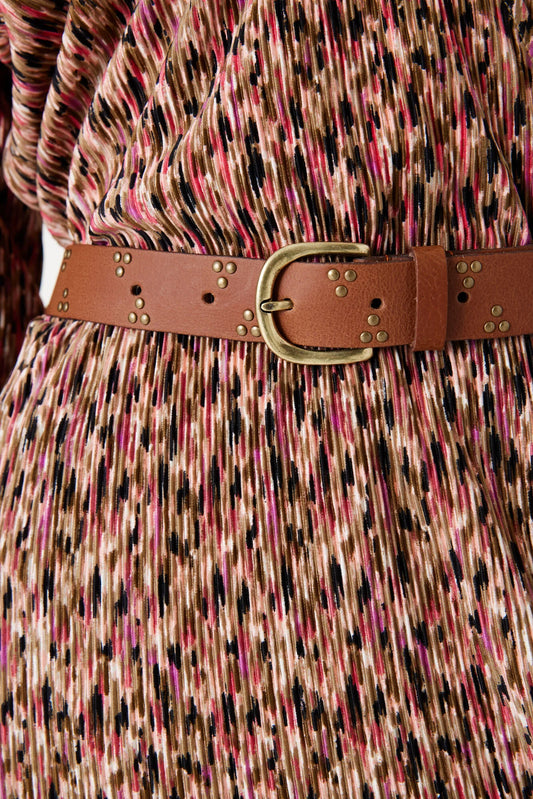 Garcia Leather belt with Studs - Cognac