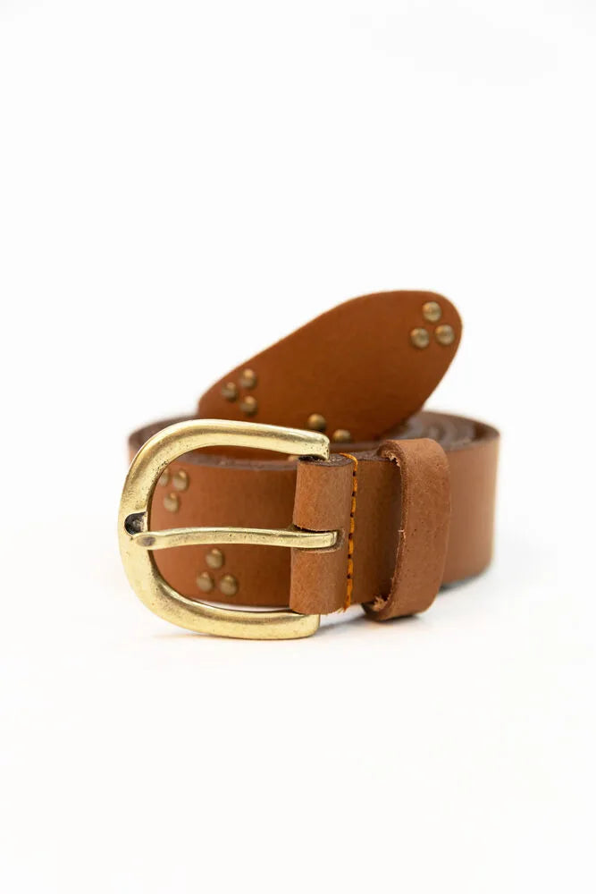 Garcia Leather belt with Studs - Cognac