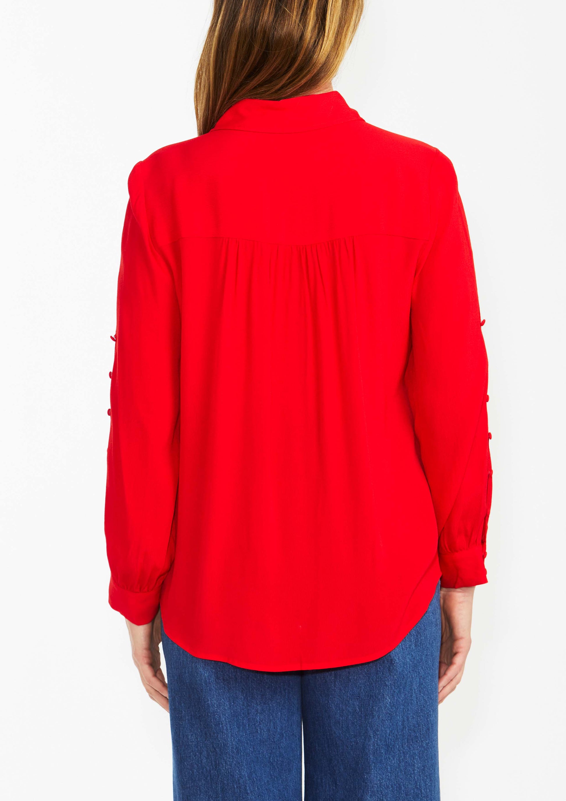 Ping Pong Button Sleeve Shirt - Red 