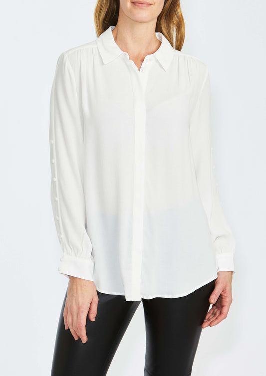 Ping Pong Button Sleeve Shirt - Ivory