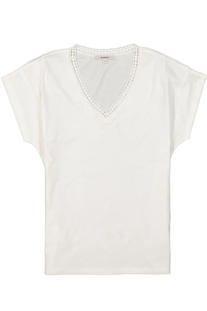 Garcia V Neck T Shirt - White